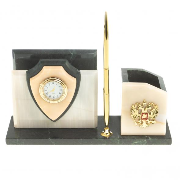 Настольная визитница &amp;quot;Щит&amp;quot; из мрамора 123886