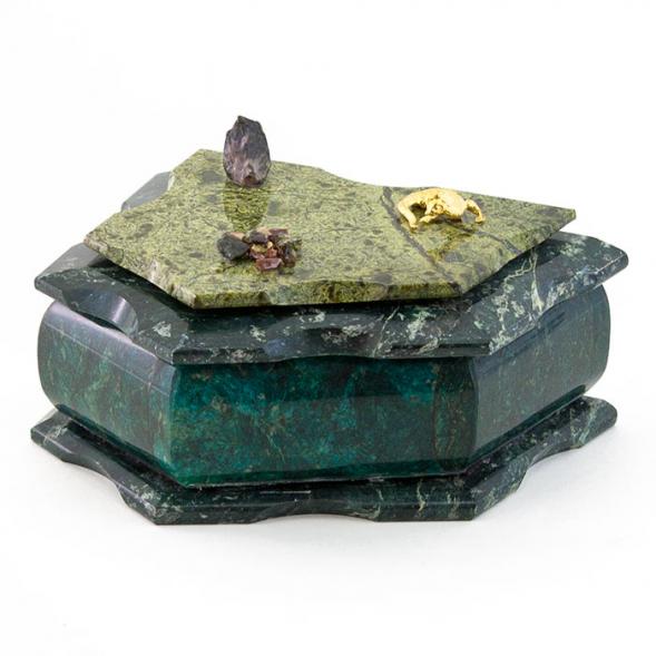 Шкатулка камень змеевик 17х13х8 см 112150