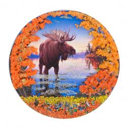 Магнит с рисунком &amp;quot;Лось на болоте&amp;quot; змеевик