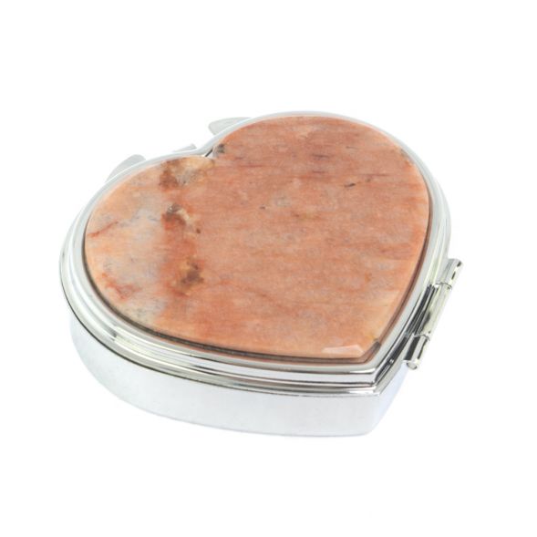 Таблетница &amp;quot;Сердце&amp;quot; на 3 отделения камень пегматит цвет серебро 127352