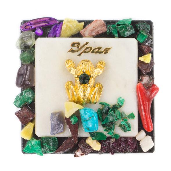 Магнит с лягушкой &amp;quot;Урал&amp;quot; мрамор змеевик 120080