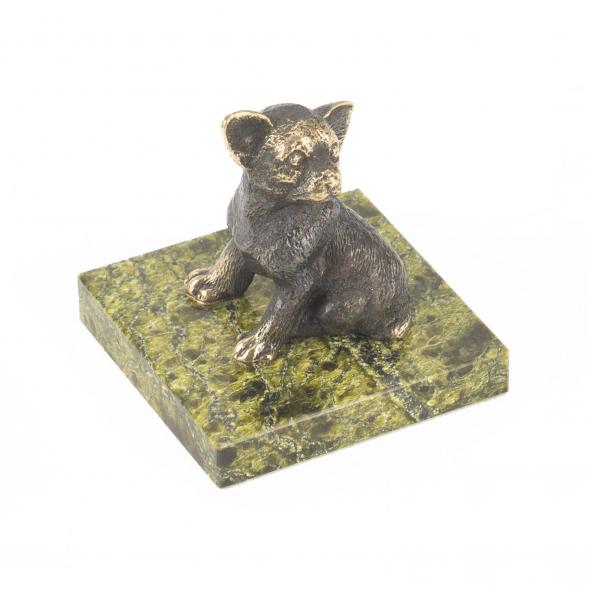 Бронзовая статуэтка &amp;quot;Собачка средняя №5&amp;quot; камень змеевик 118758