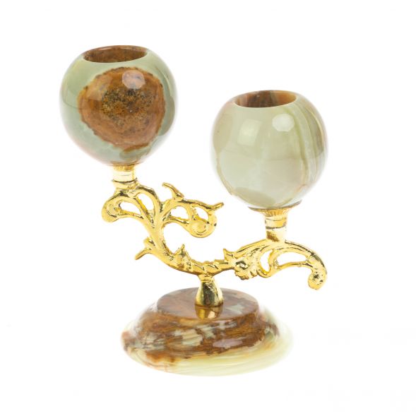 Подсвечник двухрожковый из оникса 10,5х7,5х13,5 см 128676