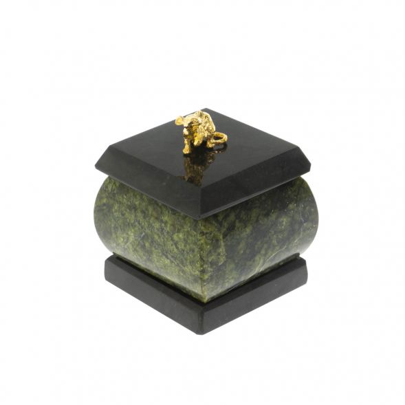 Шкатулка &amp;quot;Мышка&amp;quot; из змеевика 4,5х4,5х6 см 128745