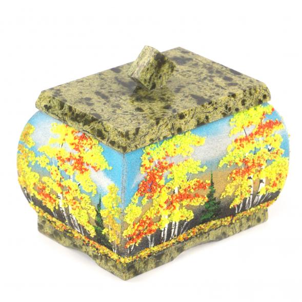 Шкатулка с рисунком &amp;quot;Осень&amp;quot; змеевик 10х7,5х9 см 121108