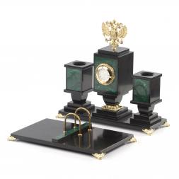 Письменный набор из малахита &amp;quot;Гербовый&amp;quot;