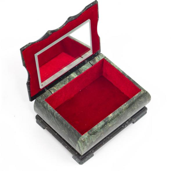 Шкатулка прямоугольная средняя камень змеевик 13,5х10х9,5 см 112043