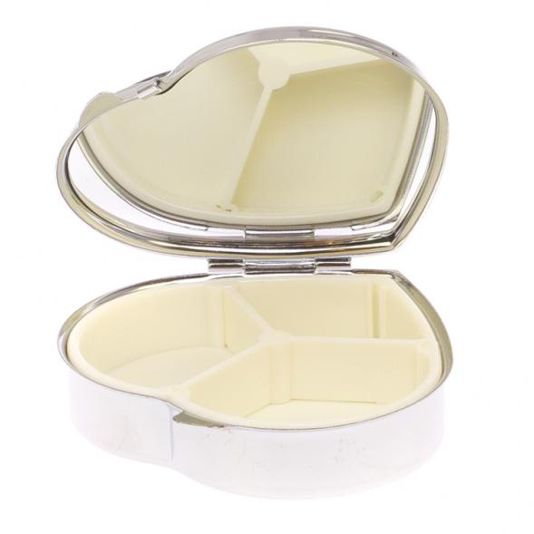 Таблетница &amp;quot;Сердце&amp;quot; на 3 отделения камень гетчеллит цвет серебро 126268