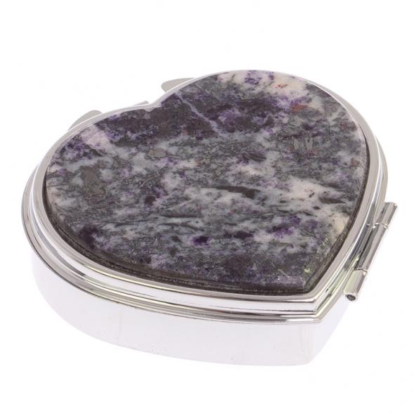 Таблетница &amp;quot;Сердце&amp;quot; на 3 отделения камень гетчеллит цвет серебро 126268