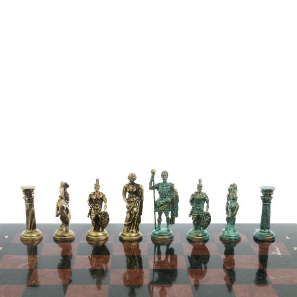 Шахматы &amp;quot;Римские войны&amp;quot; фигуры бронза / патина 44х44 см лемезит 128379