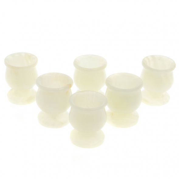 Набор рюмок из белого оникса 4х5 см 6 шт в футляре (1,5х2) 129199