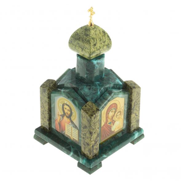 Шкатулка &amp;quot;Часовня&amp;quot; камень змеевик 14х14х24 см 122796