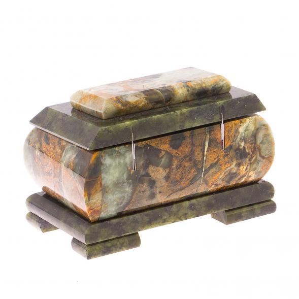 Шкатулка из офиокальцита 10х6,5х6,7 см 124844