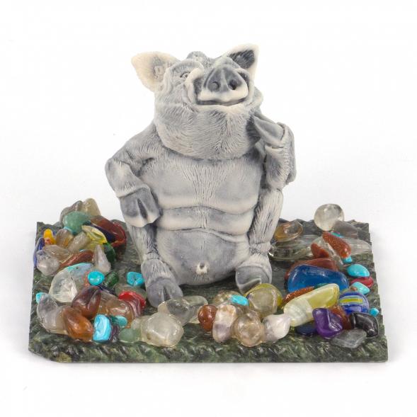 Сувенир &amp;quot;Кабан сидит&amp;quot; из мрамолита 119348