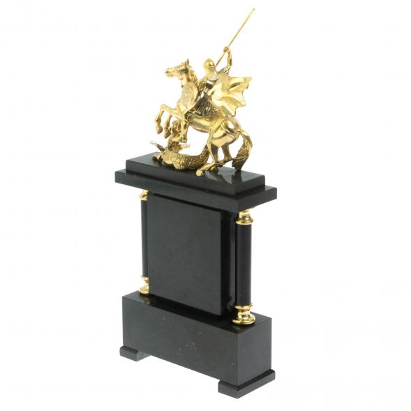 Часы из малахита &amp;quot;Георгий Победоносец&amp;quot; бронза 128598