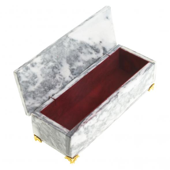 Шкатулка камень серый мрамор без зеркала 20,5х7,5х6,5 см 123164