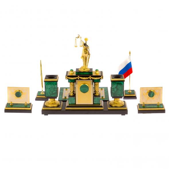 Письменный набор из малахита &amp;quot;Фемида&amp;quot; Златоуст 125278
