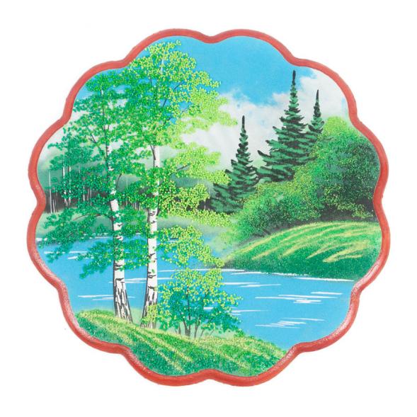 Панно с рисунком из камня &amp;quot;Летний пейзаж&amp;quot; круглое 36x36 см 112325