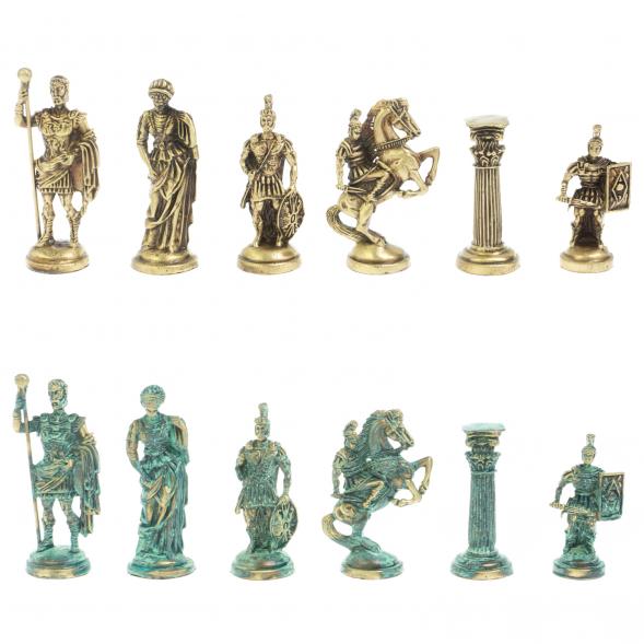 Шахматы &amp;quot;Римские войны&amp;quot; фигуры бронза / патина 44х44 см серый мрамор 128381