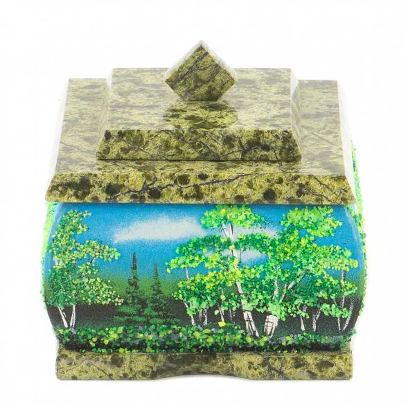 Шкатулка &amp;quot;Лето&amp;quot; змеевик 10х10х9 см 119904